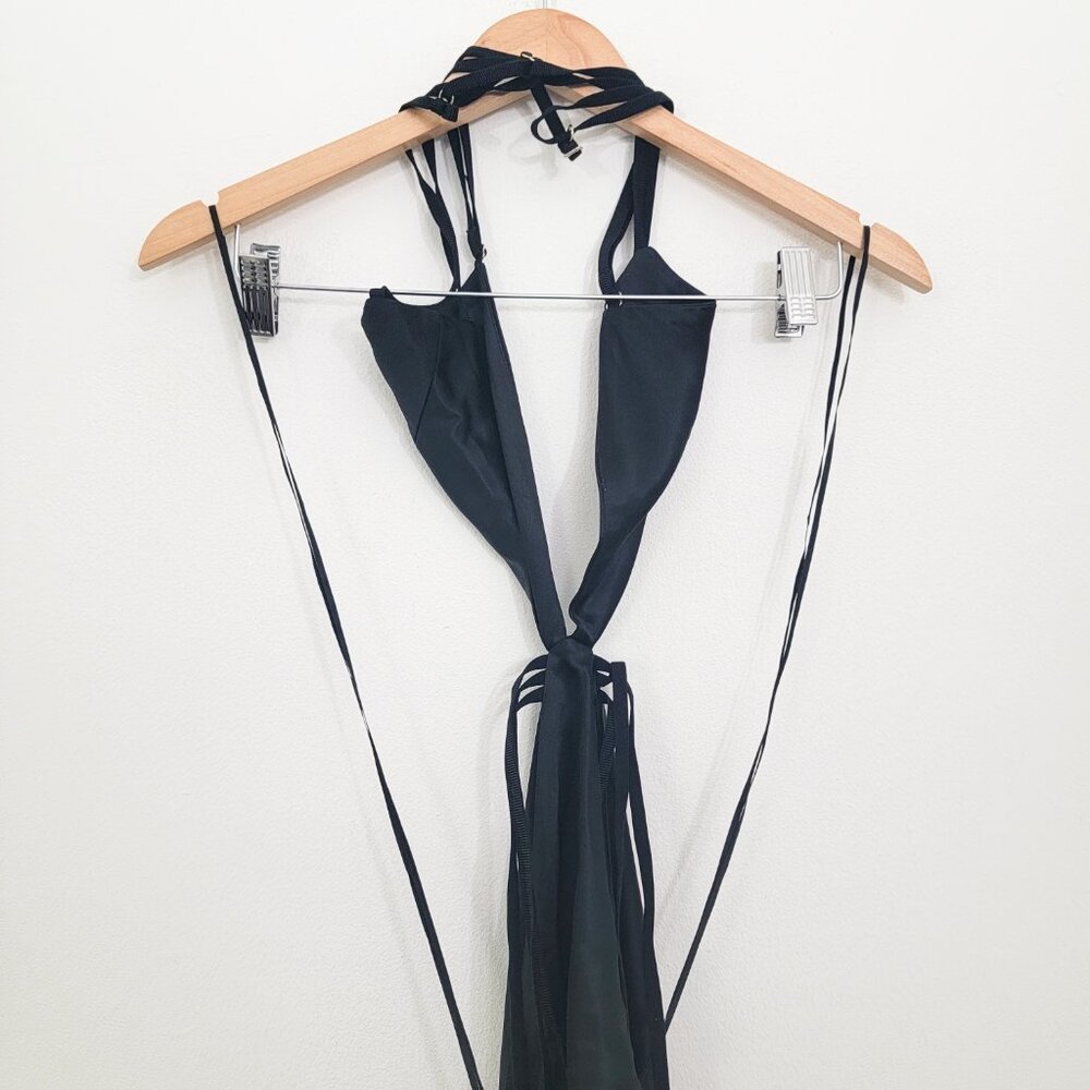 Retrofete Selma Cutout Maxi Dress in Black Satin Large - Picture 6 of 10
